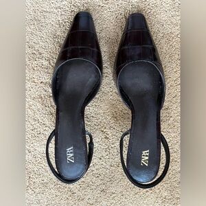 Zara Mock Croc kitten heel